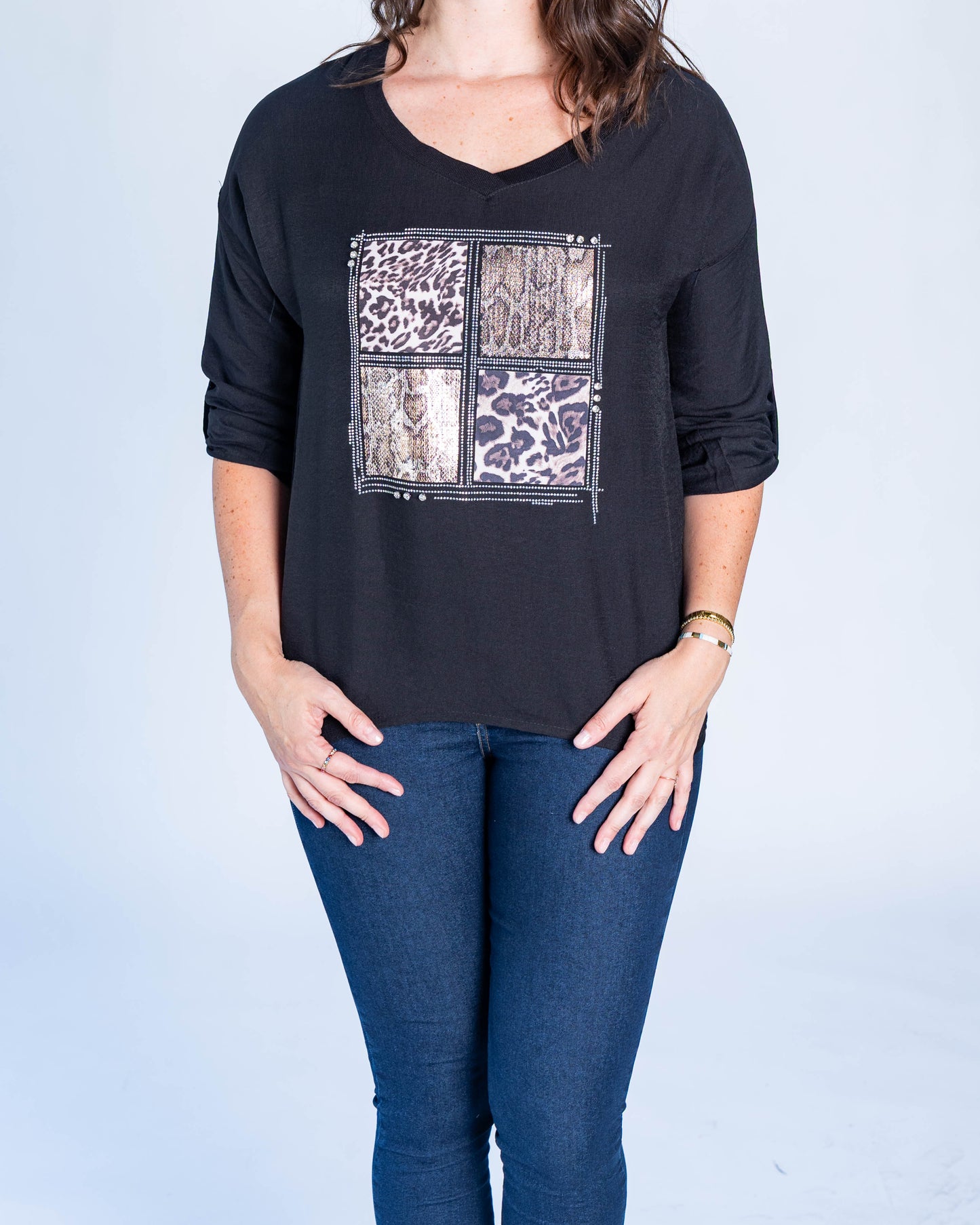 POLERA BRILLOS DOMINIQUE NEGRA