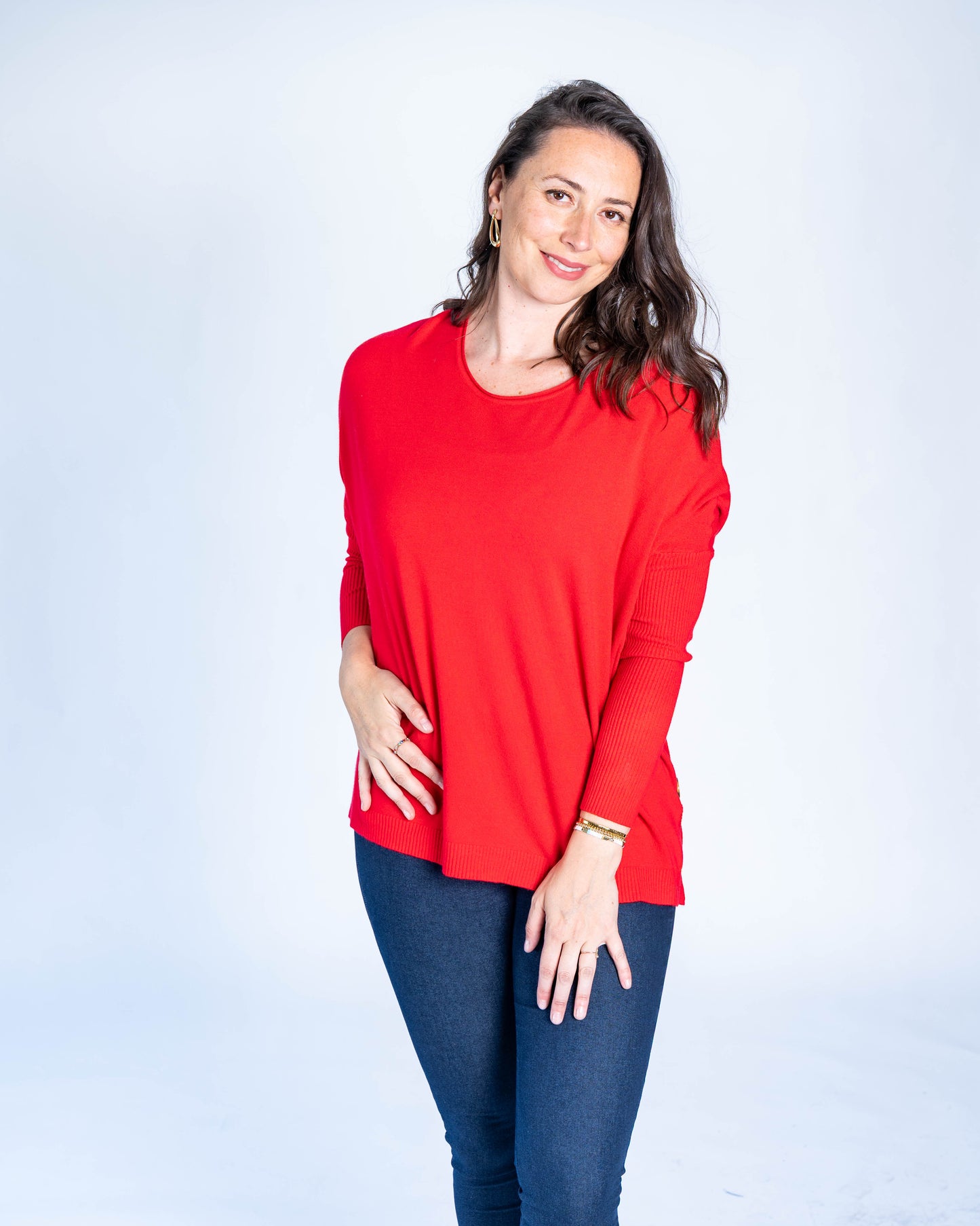 SWEATER BOTONES DANIELA ROJO