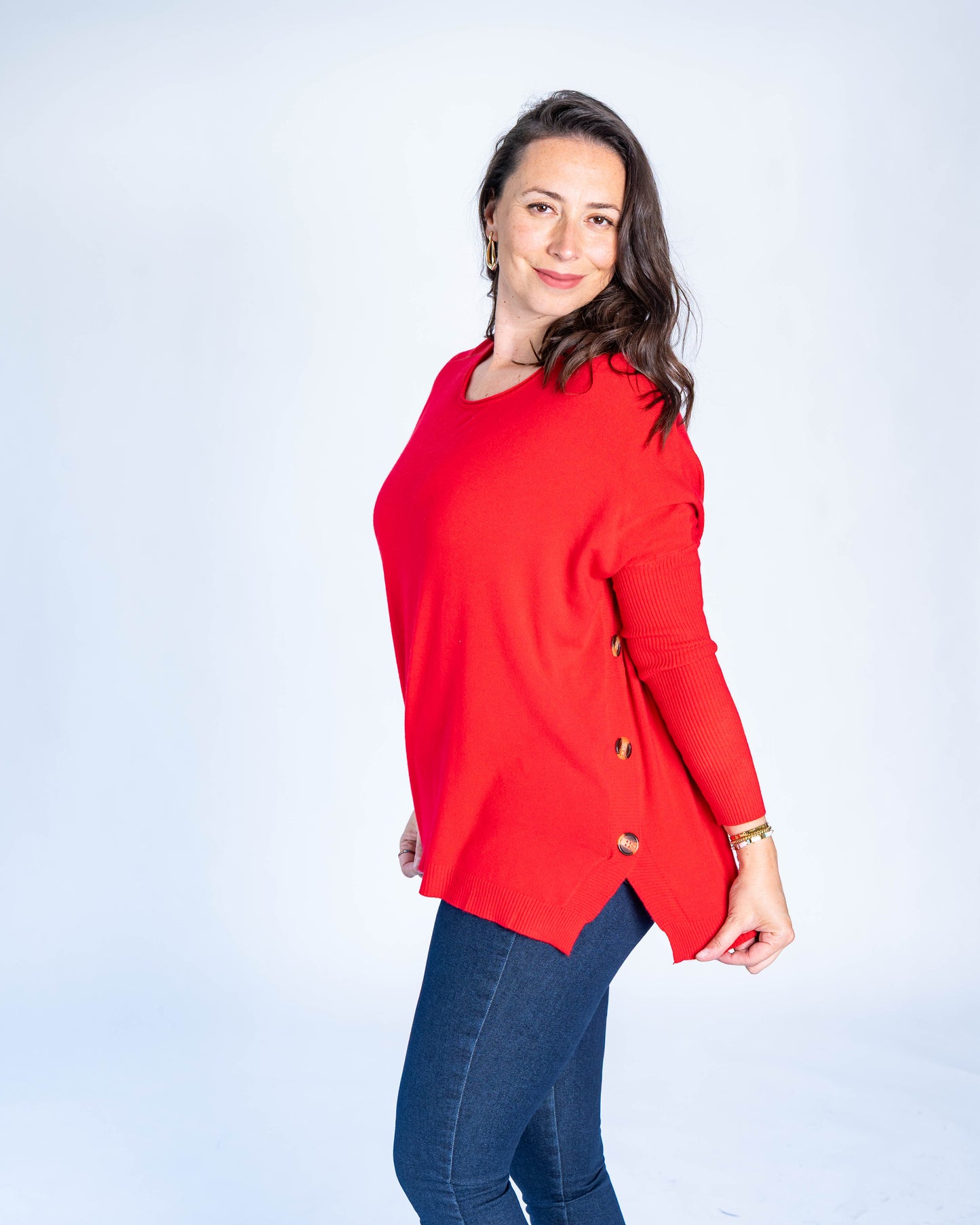 SWEATER BOTONES DANIELA ROJO