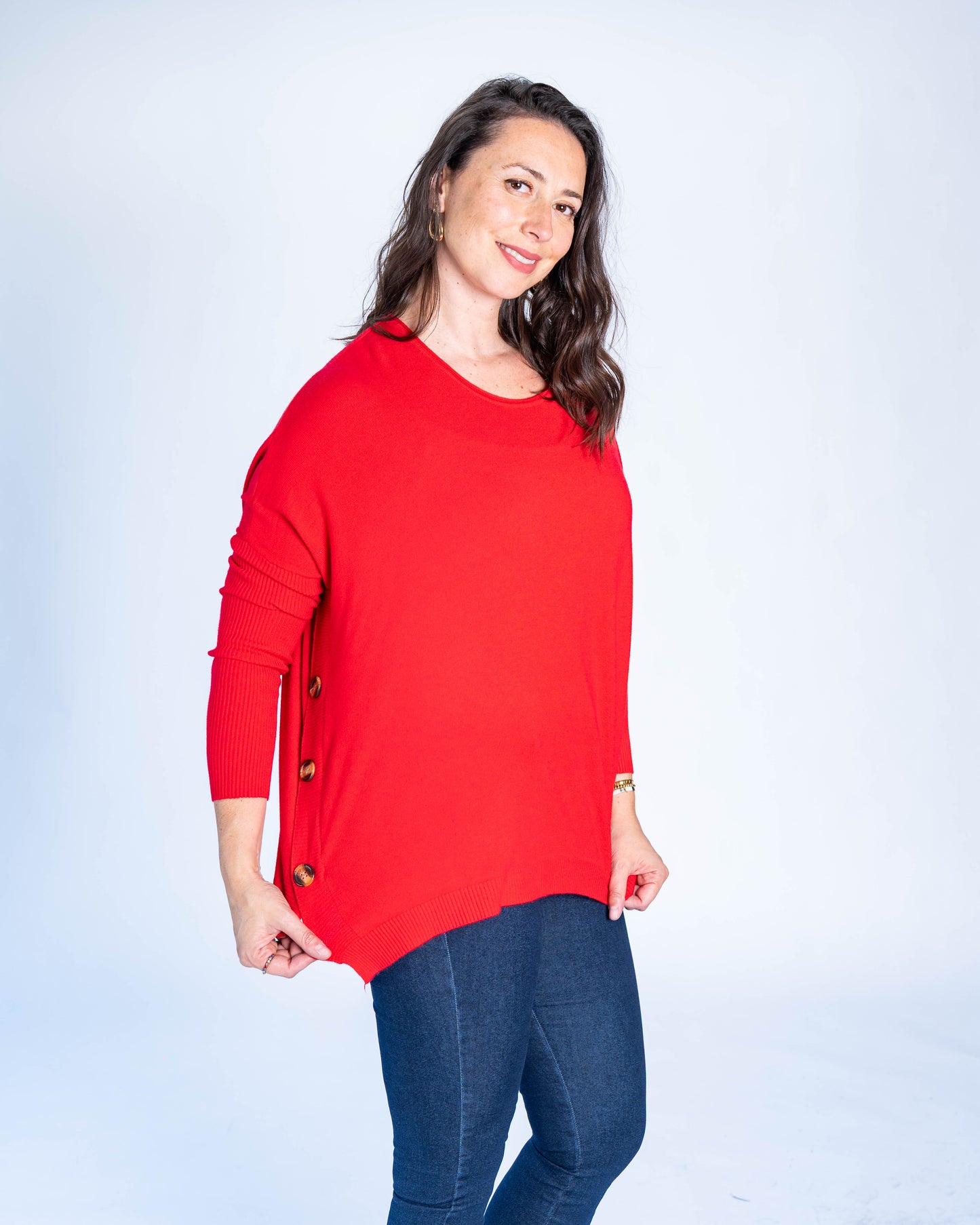 SWEATER BOTONES DANIELA ROJO