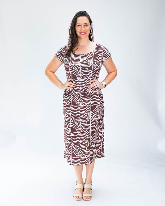 Vestido Líneas Café/Crema