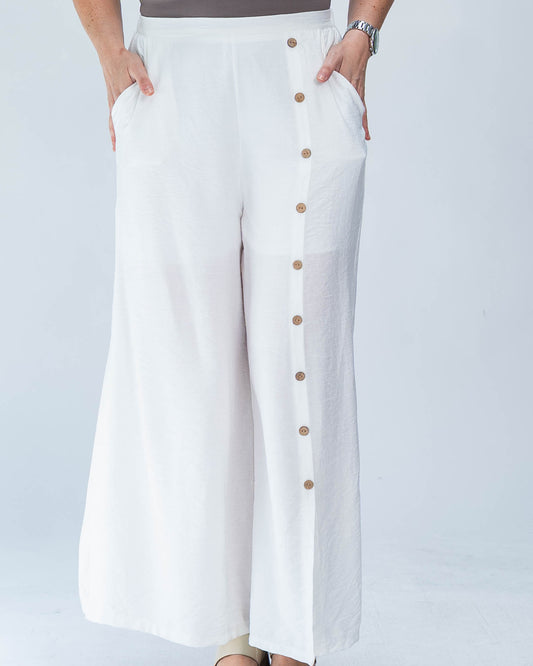 Palazzo Liso Con Botones Blanco
