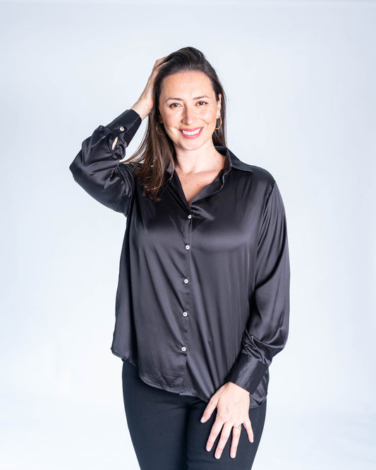 BLUSA SATINADA POLETTE NEGRA