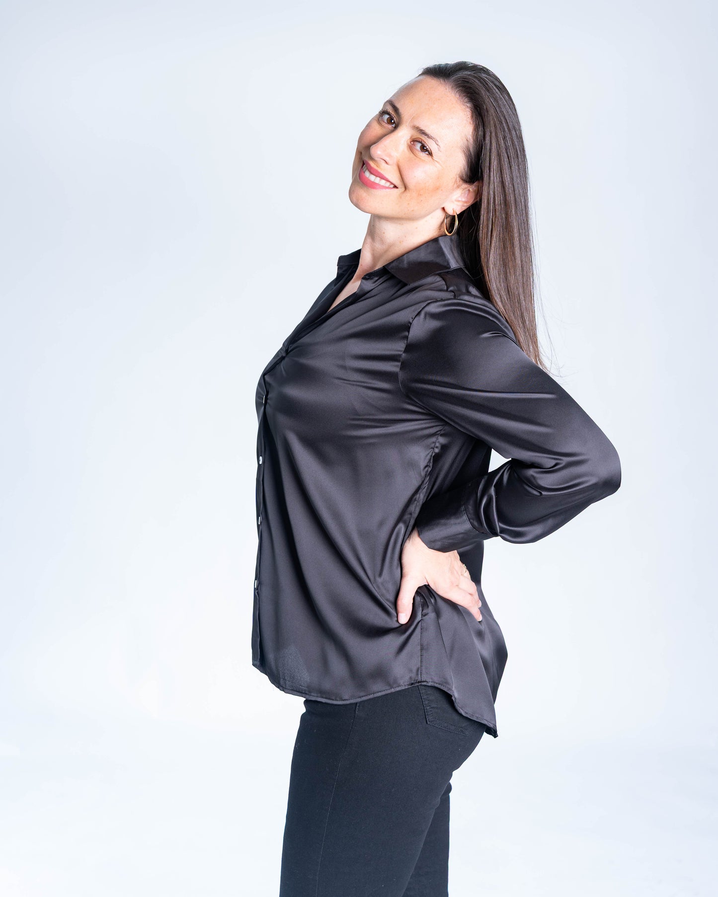 BLUSA SATINADA POLETTE NEGRA