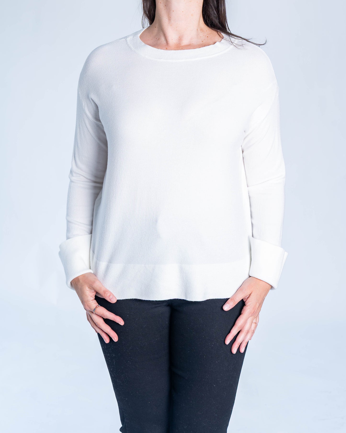 SWEATER TEJIDO BASICO BLANCO