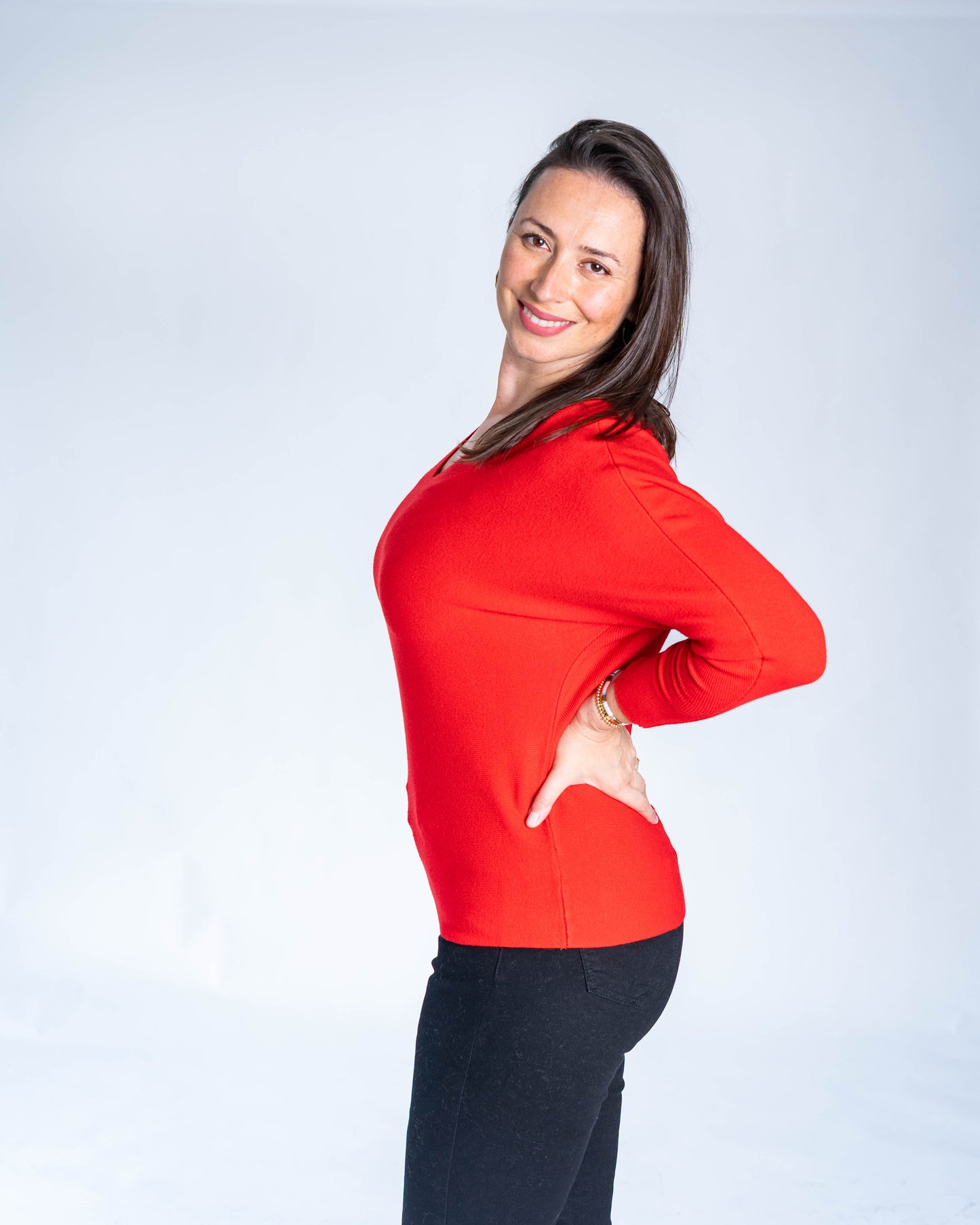 SWEATER CUELLO V NANCY ROJO