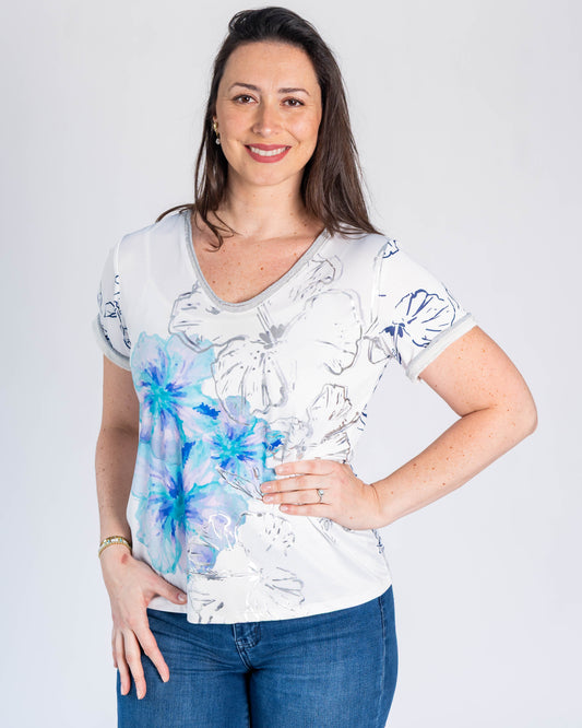 Polera Sonia Flores Celeste