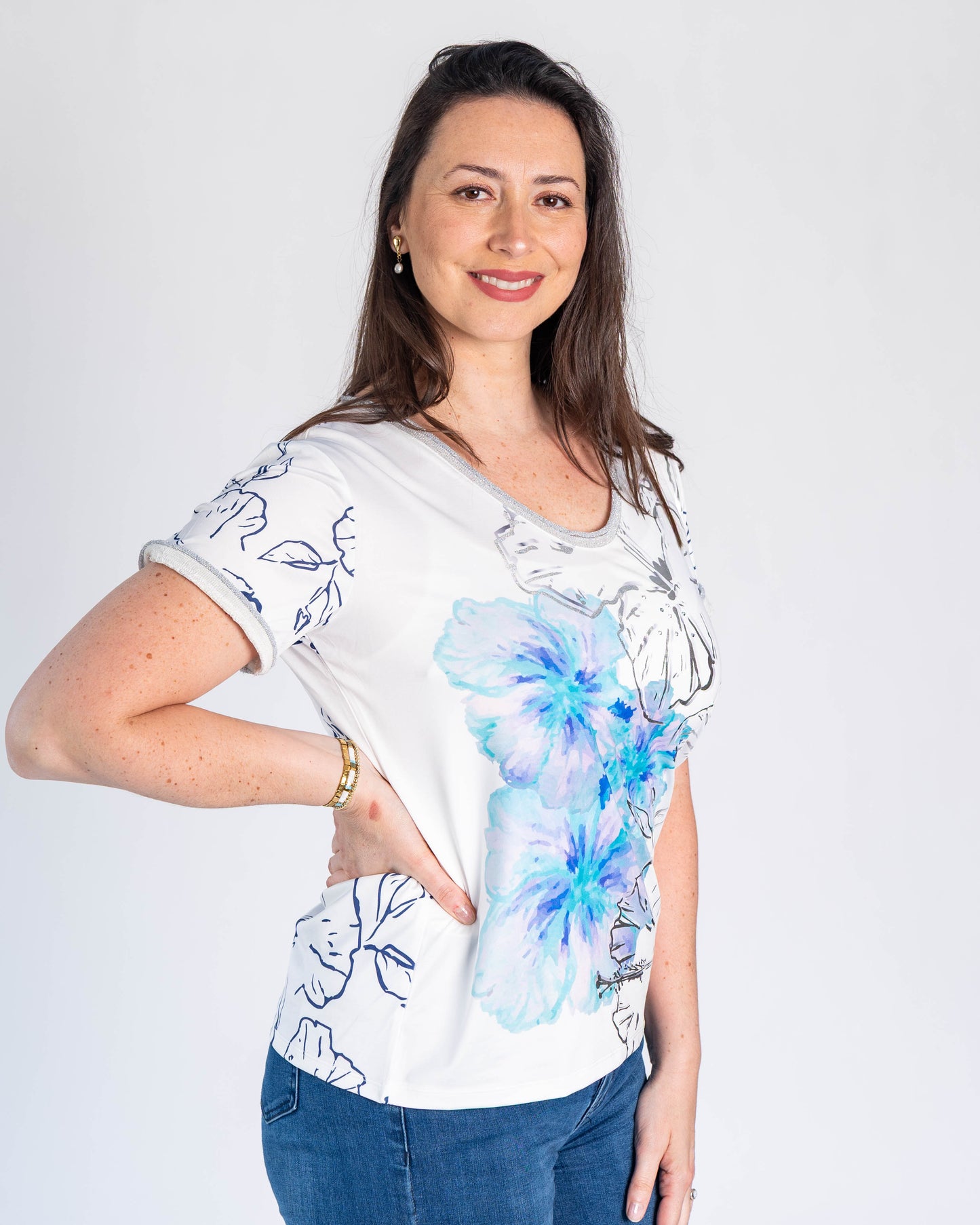 Polera Sonia Flores Celeste
