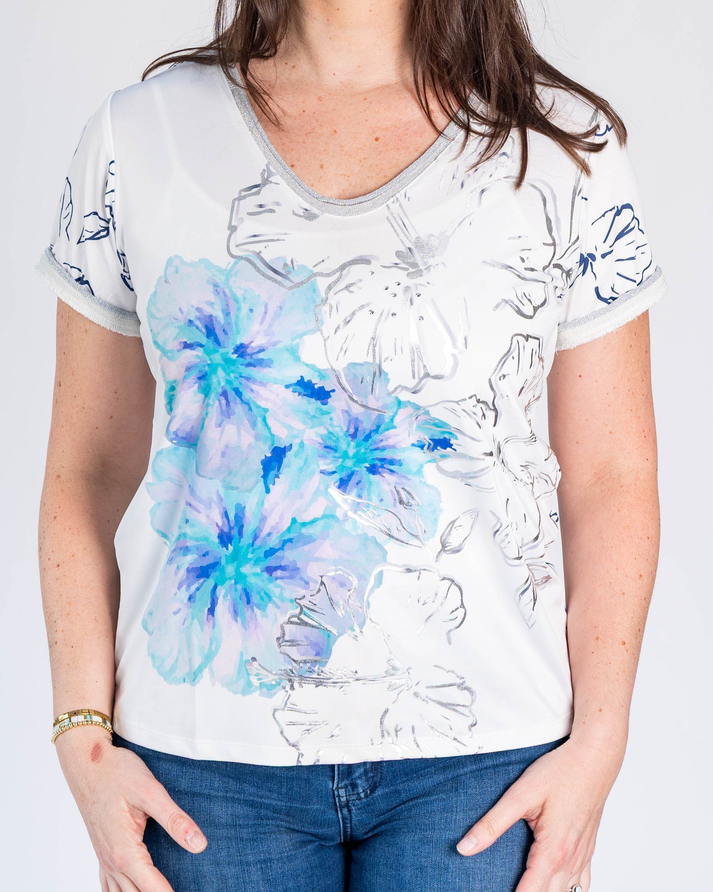 Polera Sonia Flores Celeste