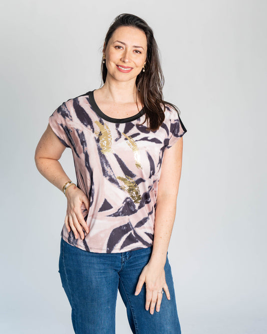 Polera Berta Print Beige