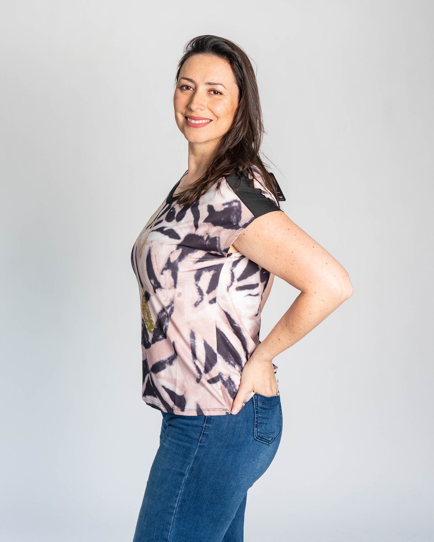 Polera Berta Print Beige