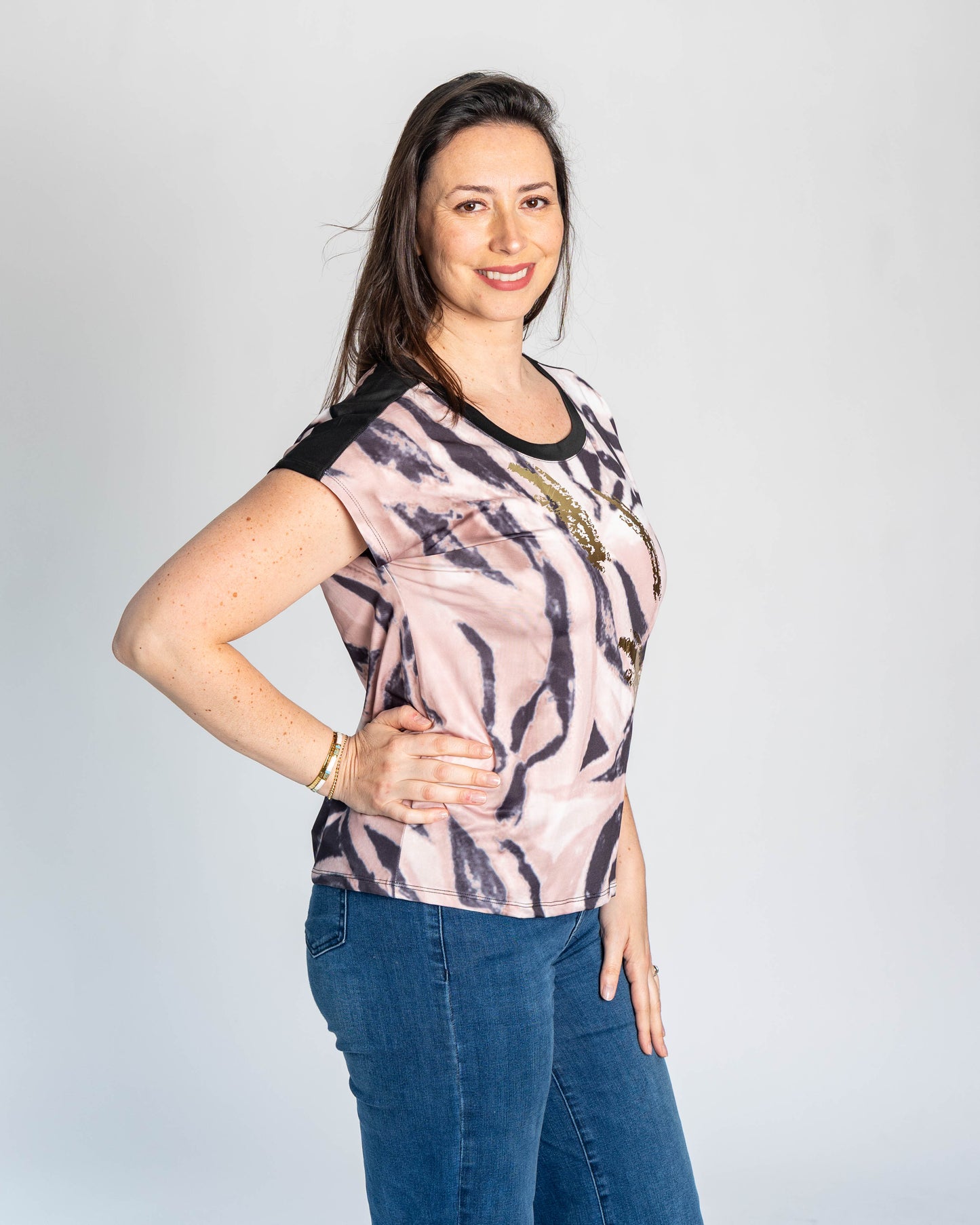 Polera Berta Print Beige