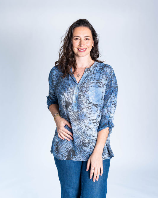 Blusa Italiana Piton Azul