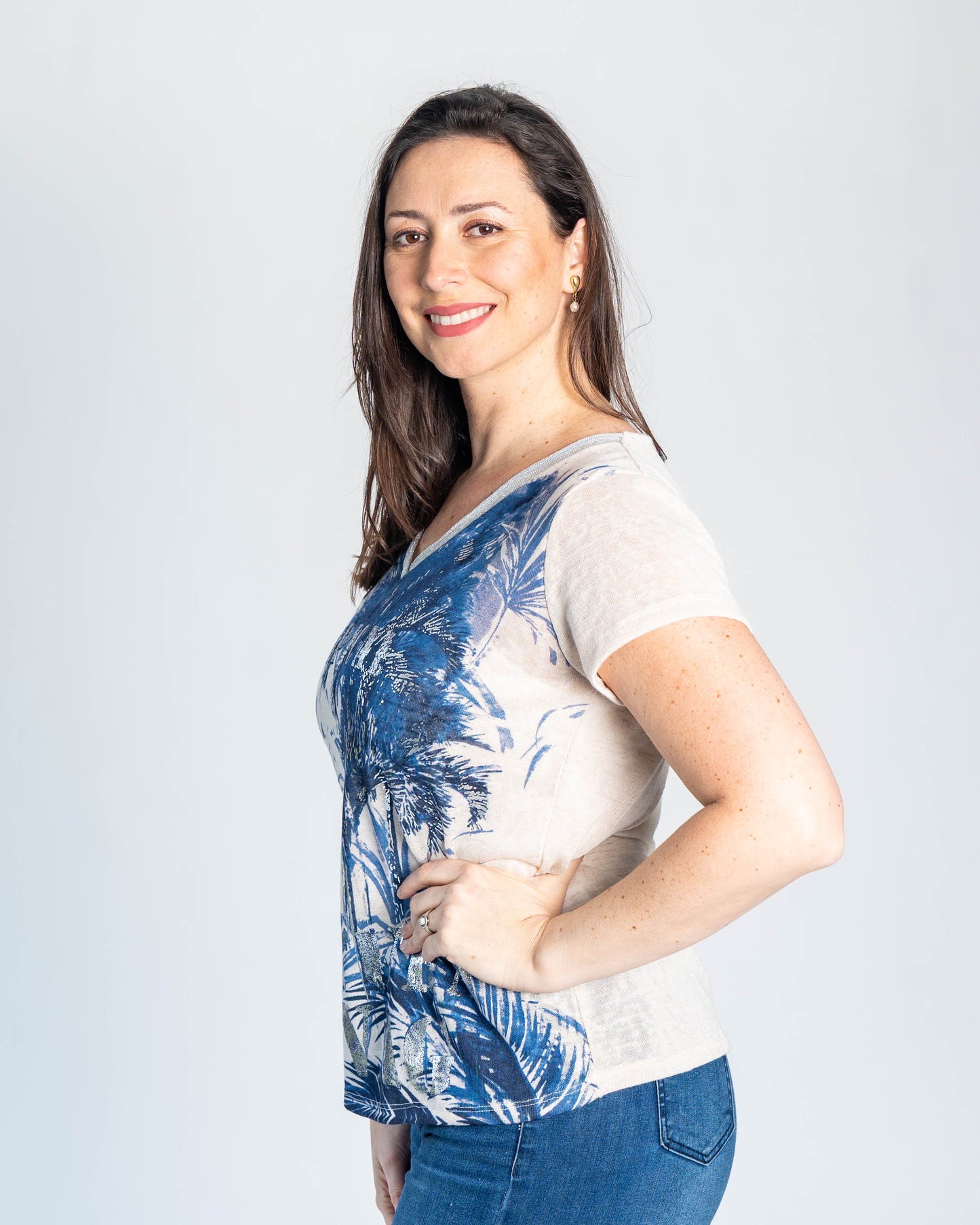 Polera Anne Tropical Azul