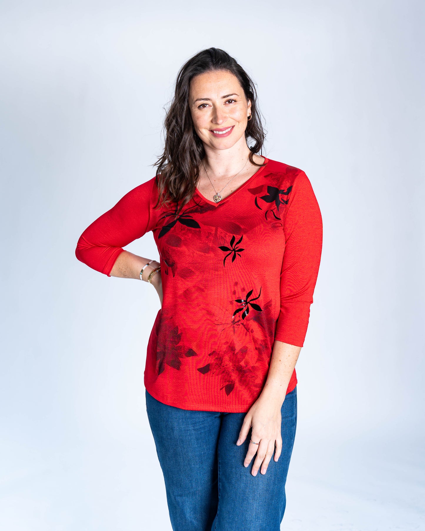 Polera Flora Roja