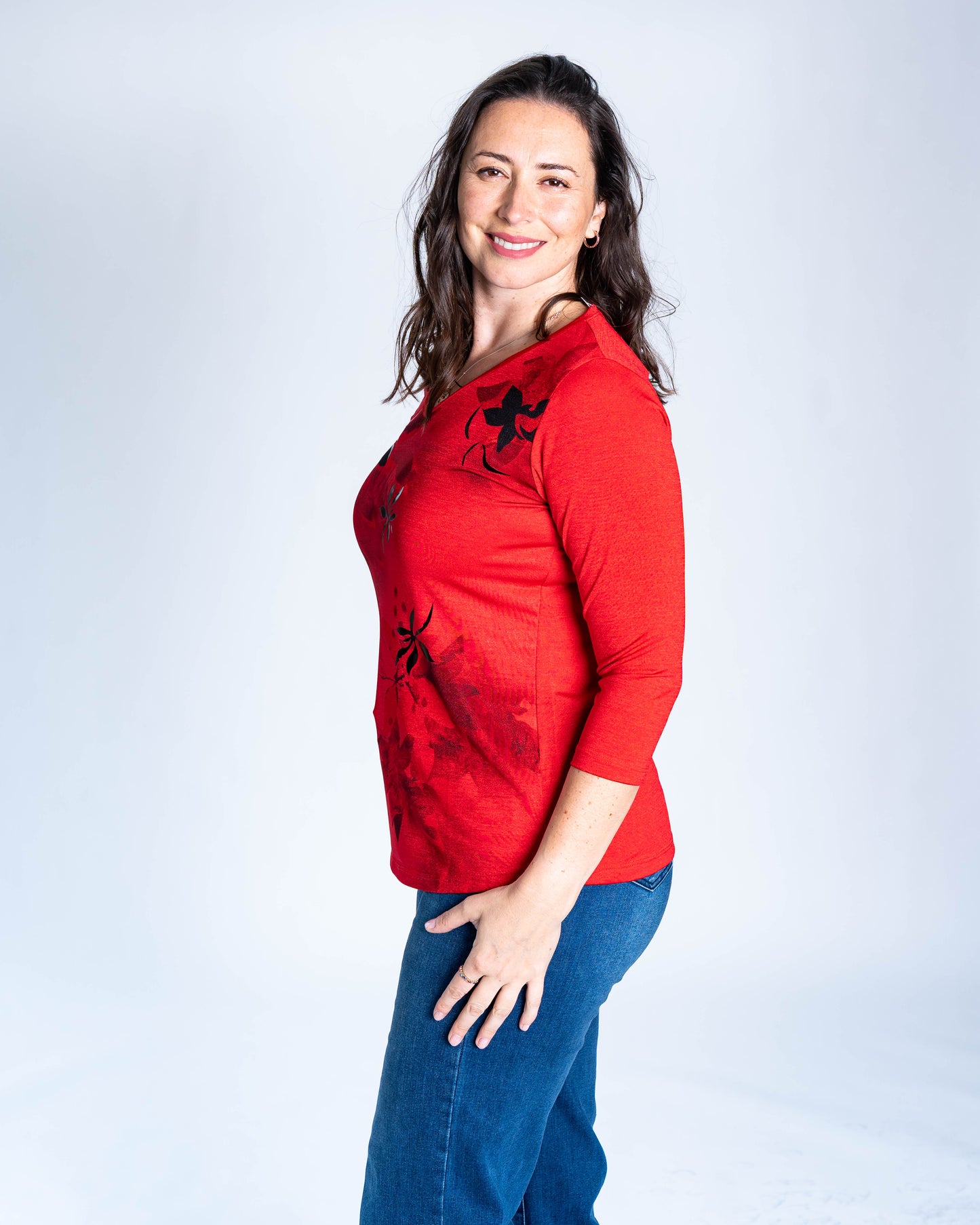 Polera Flora Roja