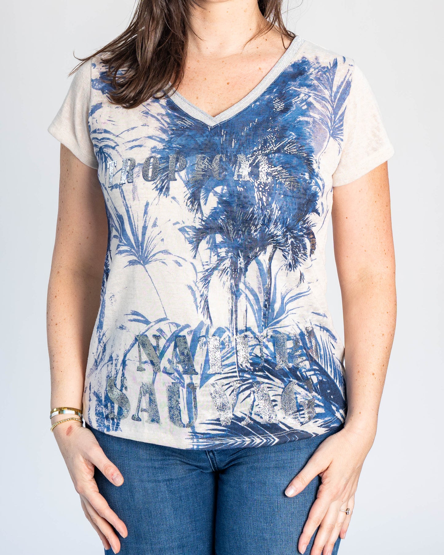 Polera Anne Tropical Azul
