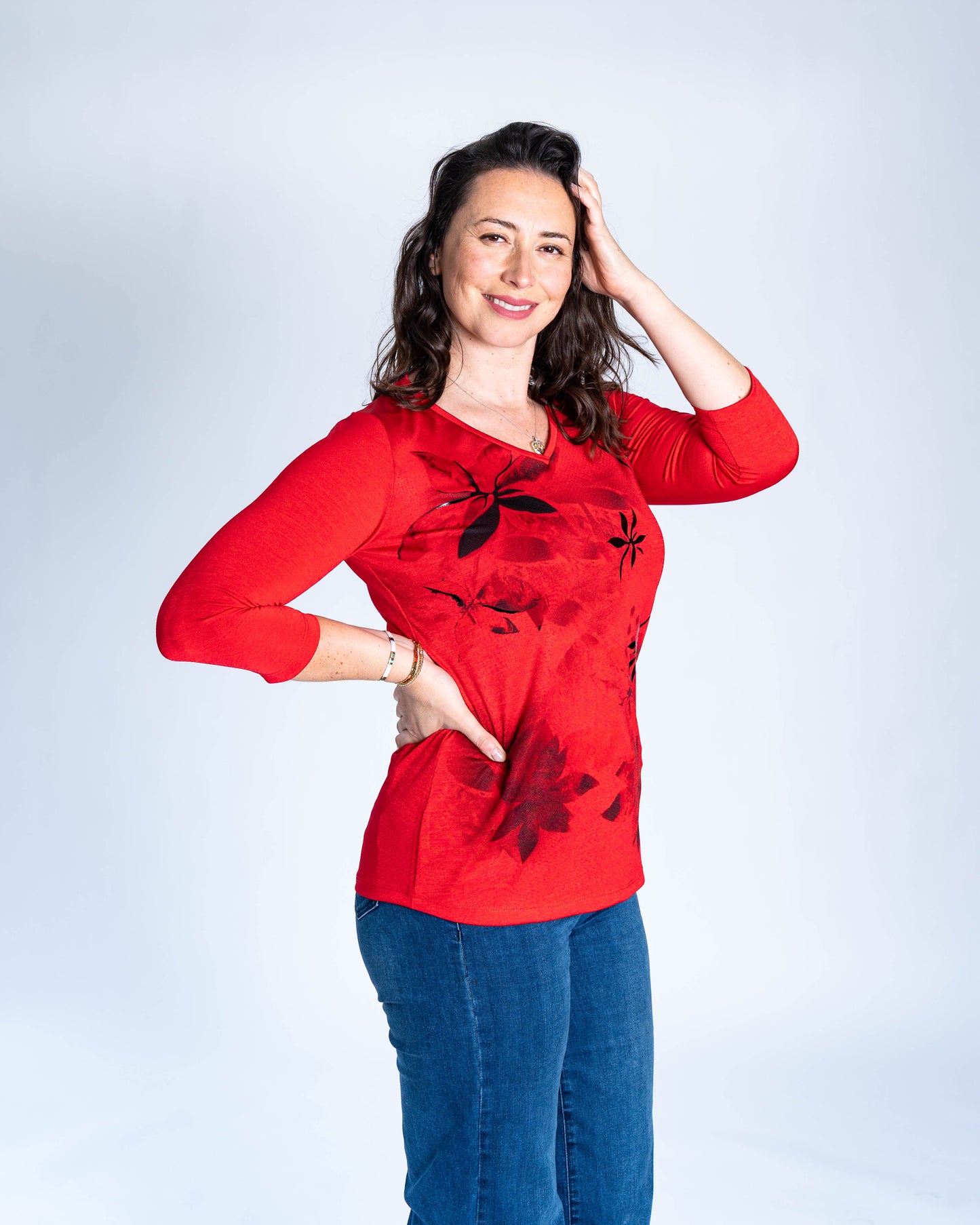 Polera Flora Roja