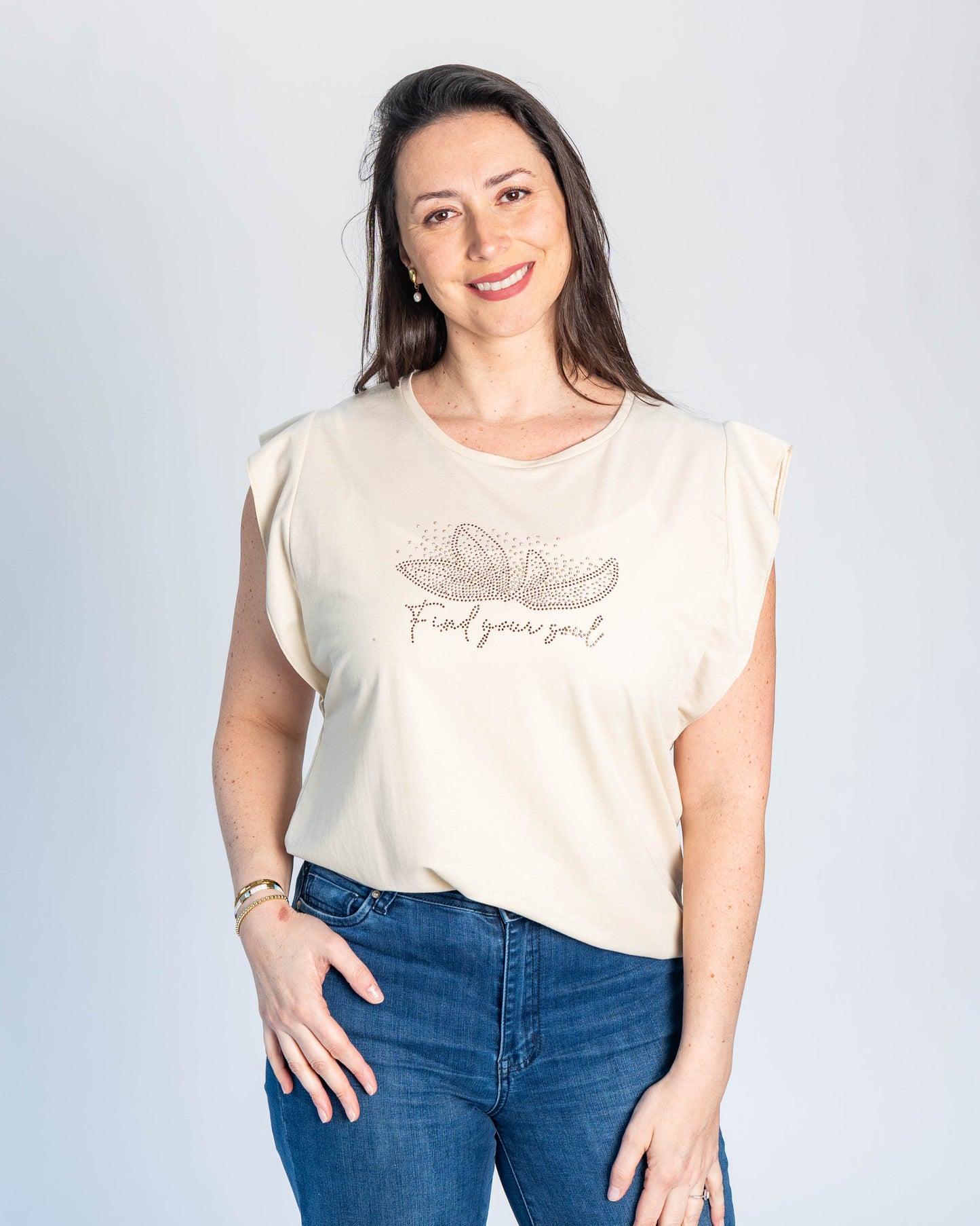 Polera Estefania Flor Beige