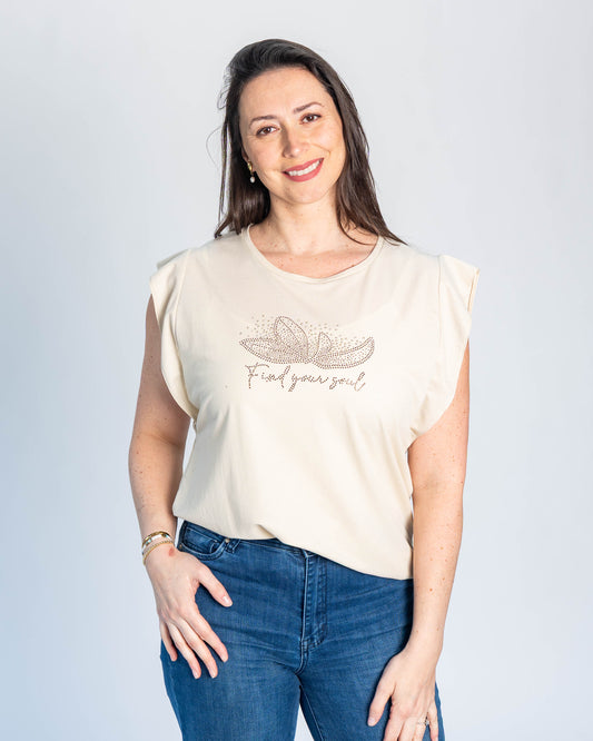 Polera Estefania Flor Beige