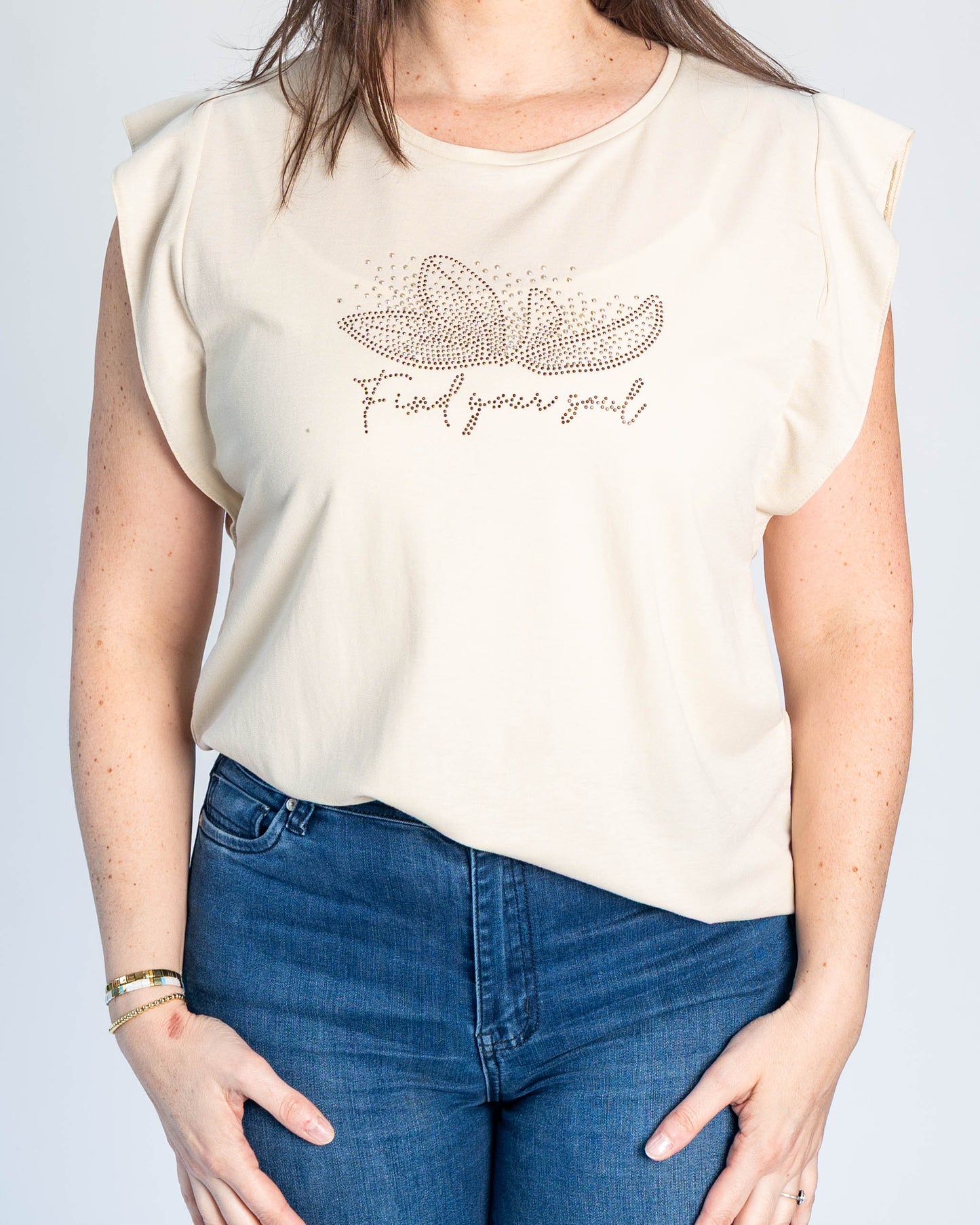 Polera Estefania Flor Beige