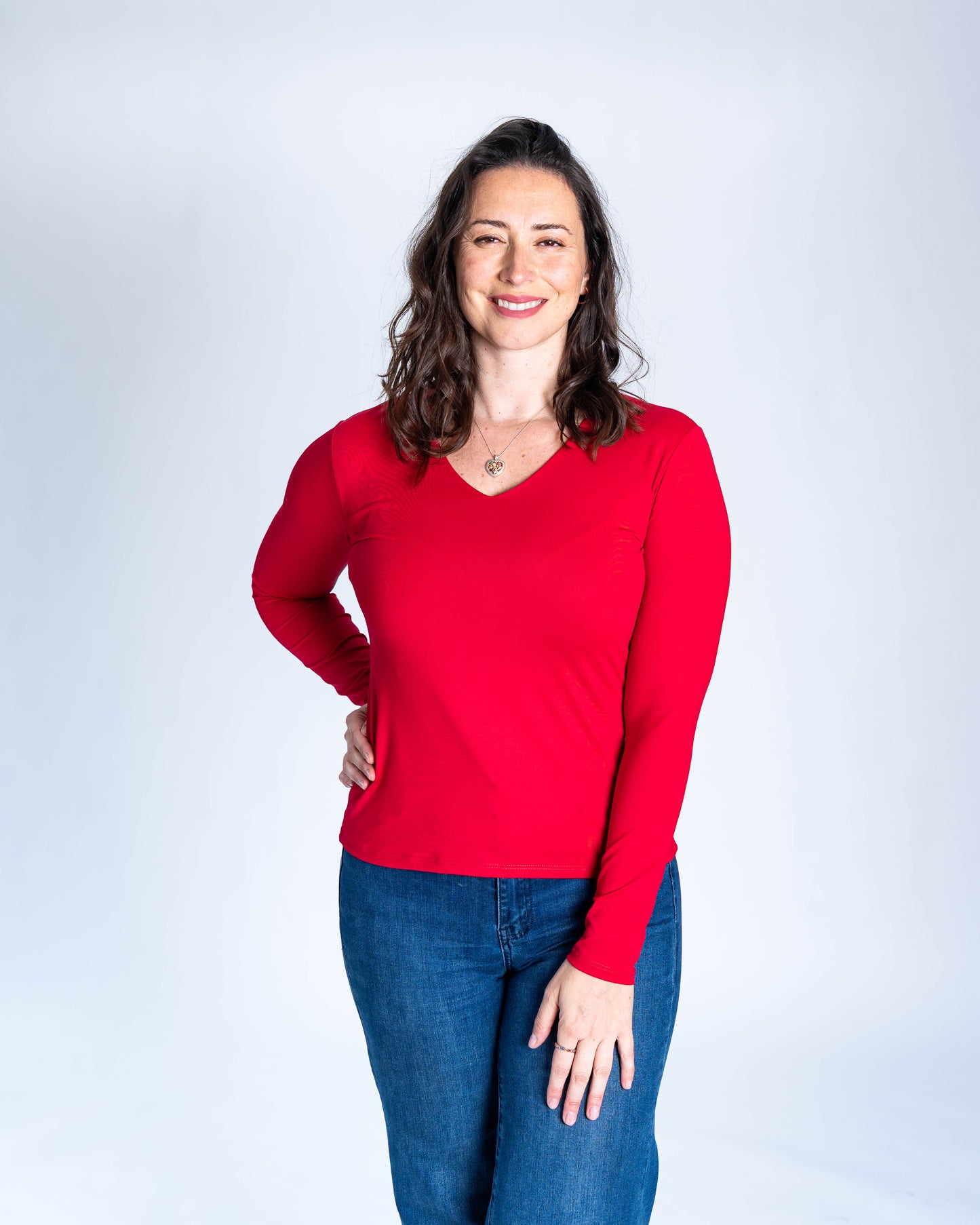 Polera Basica Cuello V Eliana Roja
