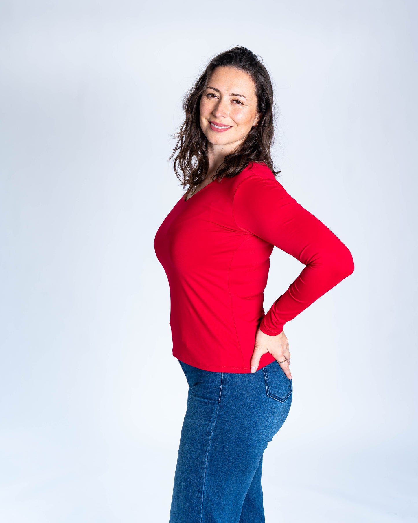 Polera Basica Cuello V Eliana Roja