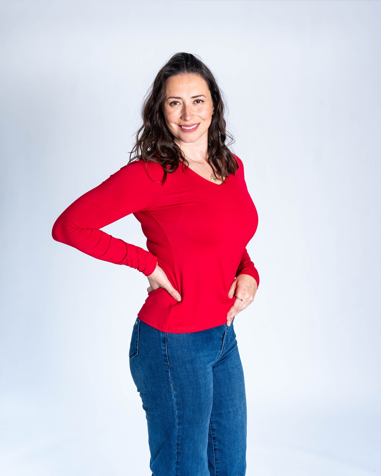 Polera Basica Cuello V Eliana Roja