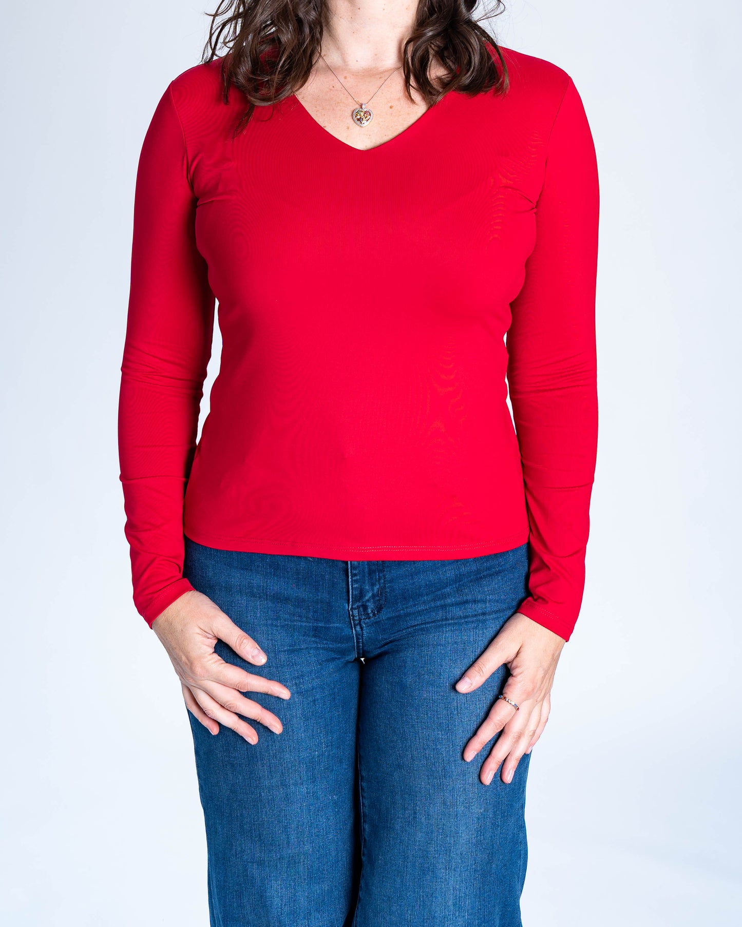 Polera Basica Cuello V Eliana Roja