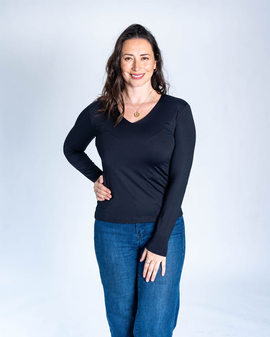 POLERA BASICA CUELLO V ELIANA NEGRA