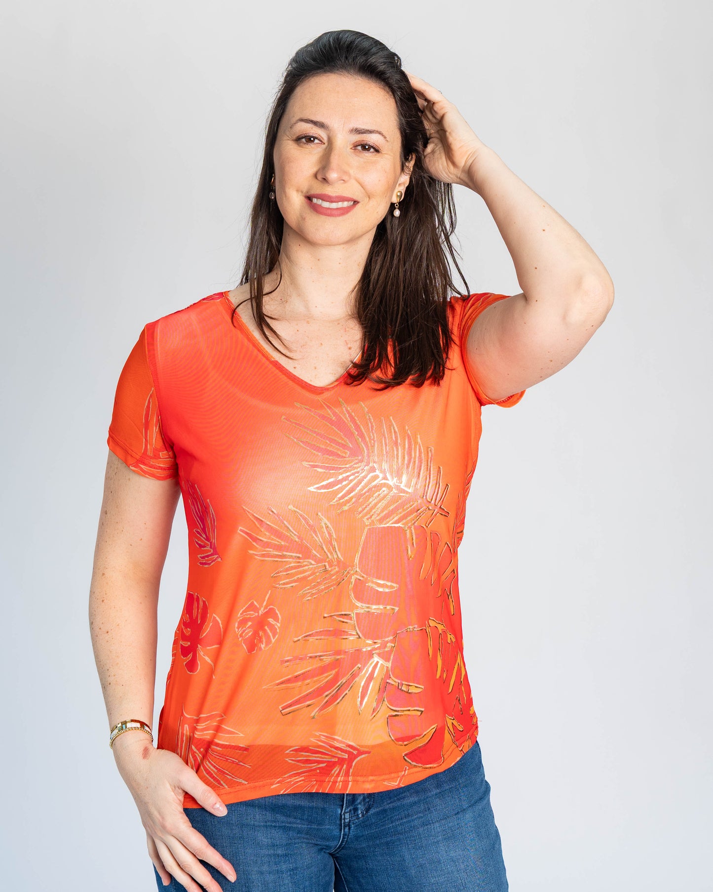 Polera Andrea Hojas Naranjo