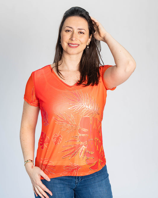 Polera Andrea Hojas Naranjo