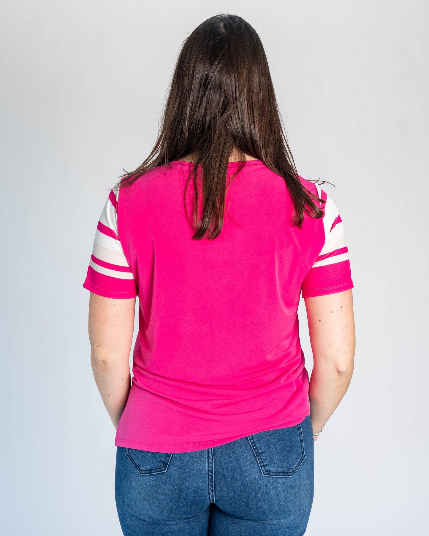 Polera Duo Dorada Fucsia/Blanco