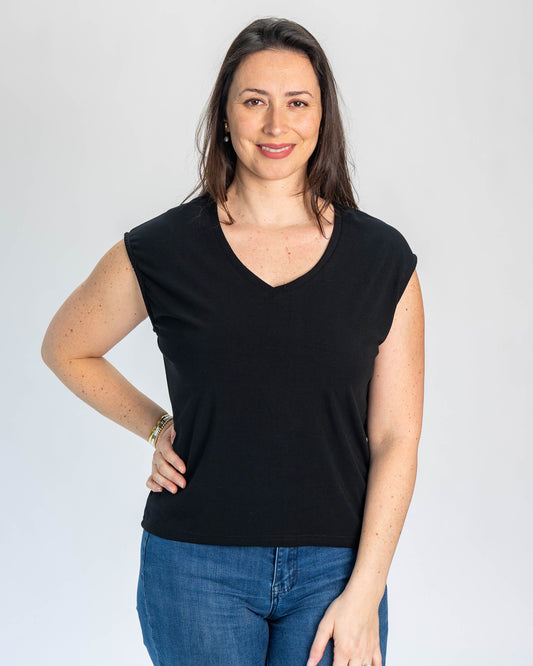 Polera Básica Manga Corta Diana Negra