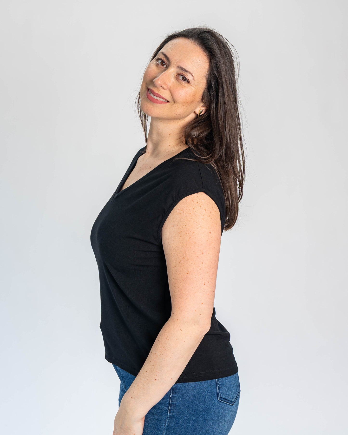 Polera Básica Manga Corta Diana Negra