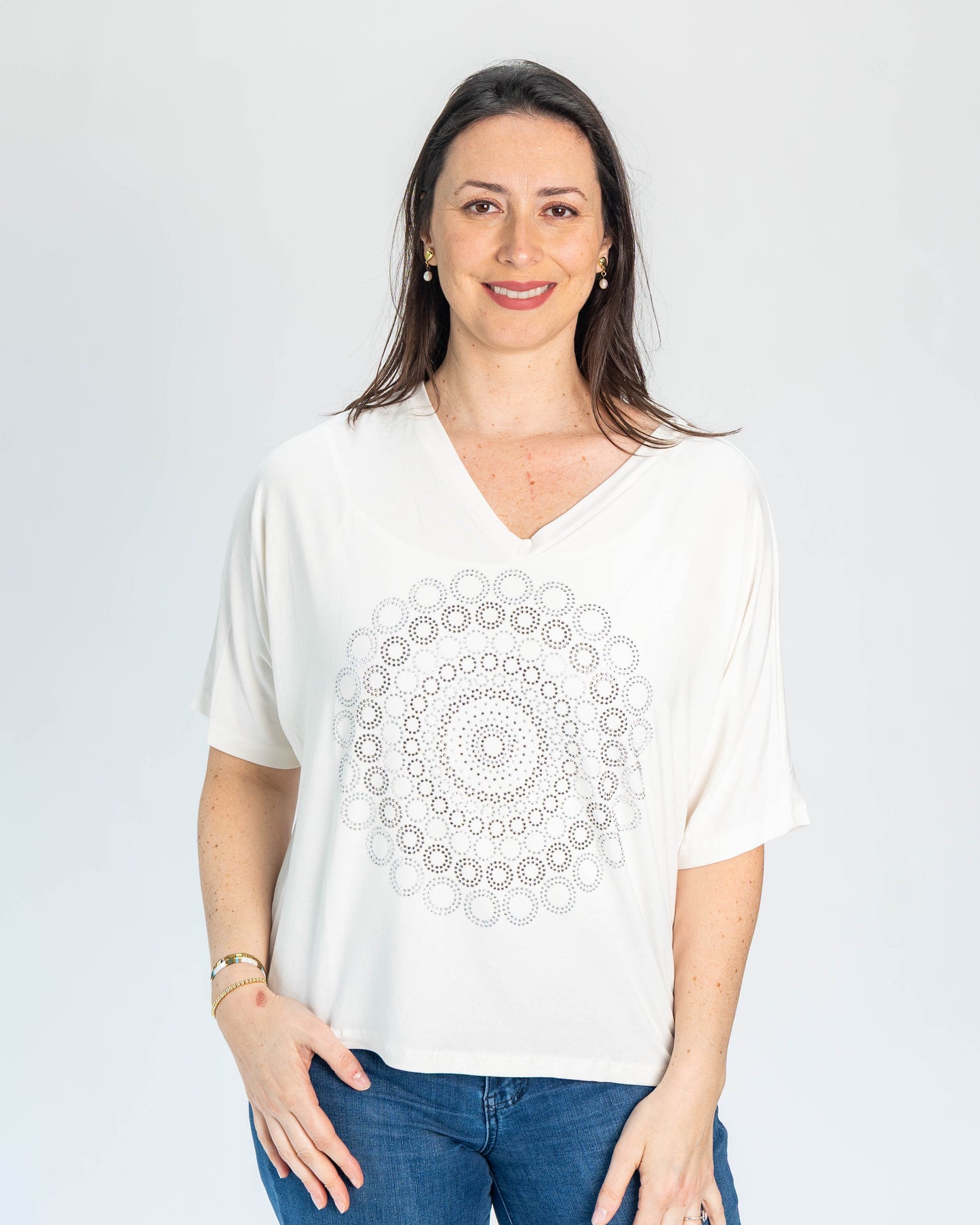 Polera BR Shine Blanco Círculos