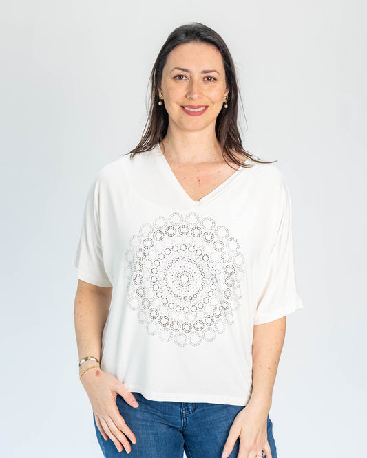 Polera BR Shine Blanco Círculos