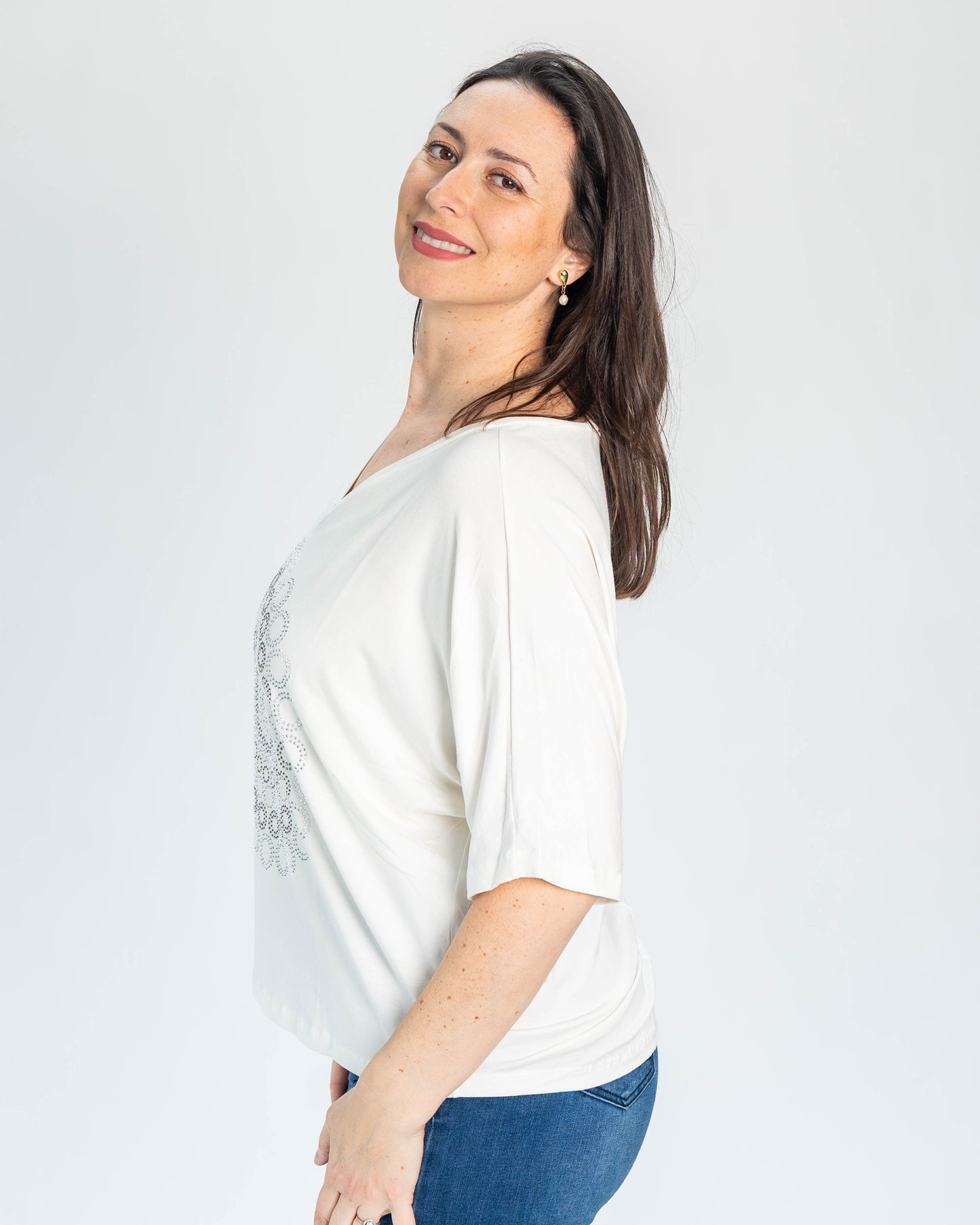 Polera BR Shine Blanco Círculos
