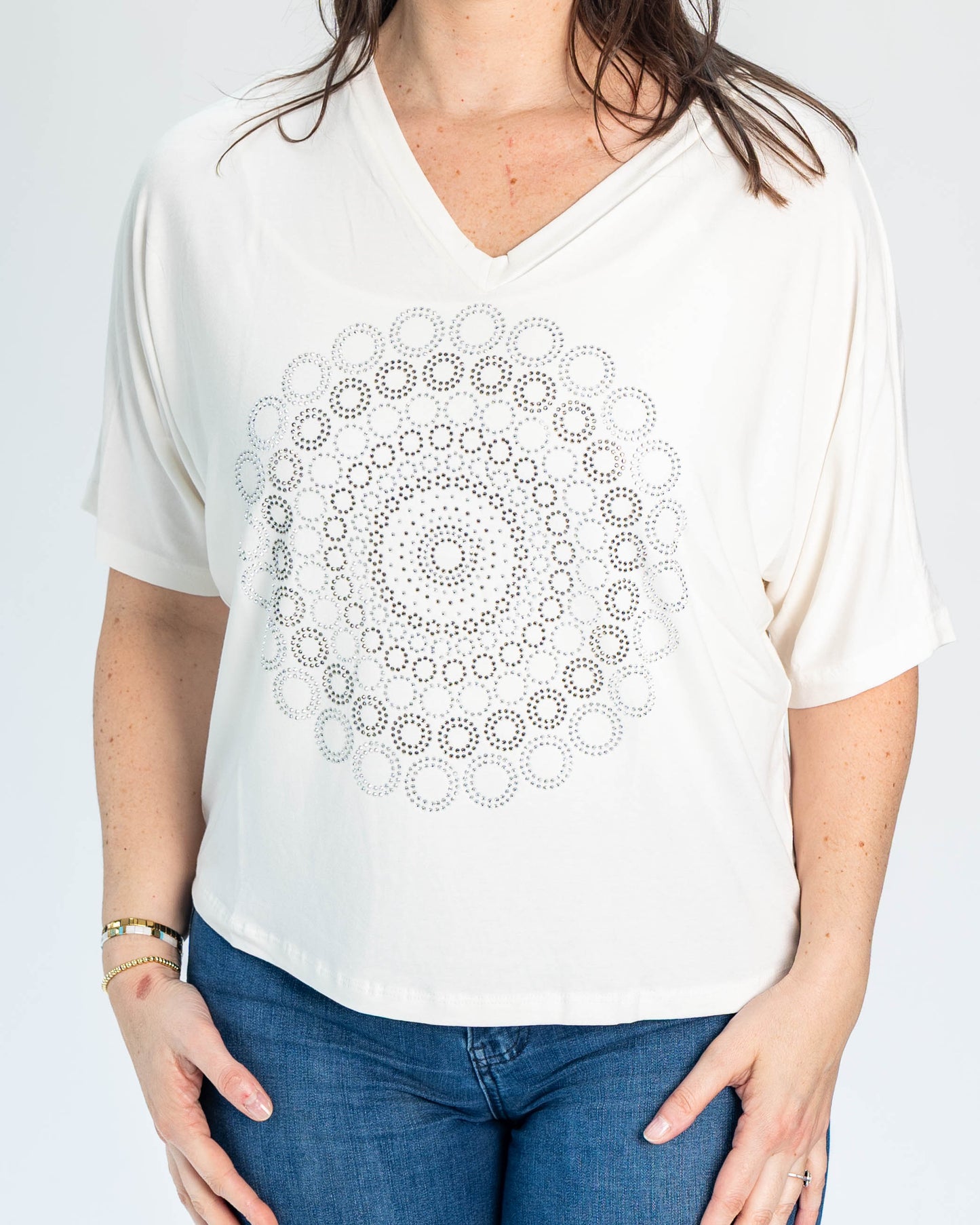 Polera BR Shine Blanco Círculos