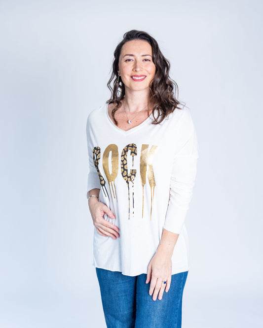 Polera Rock Gold Blanca