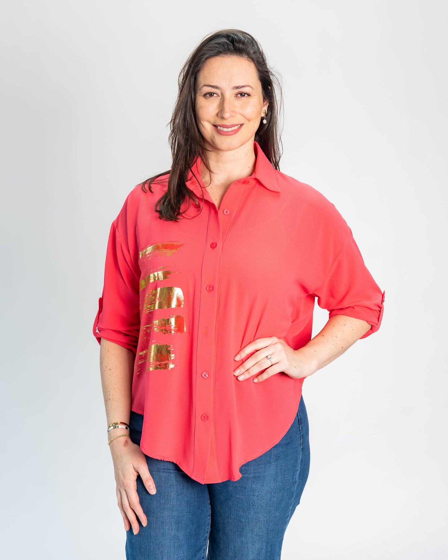 Blusa Paolita Coral/Dorado