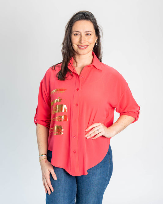 Blusa Paolita Coral/Dorado