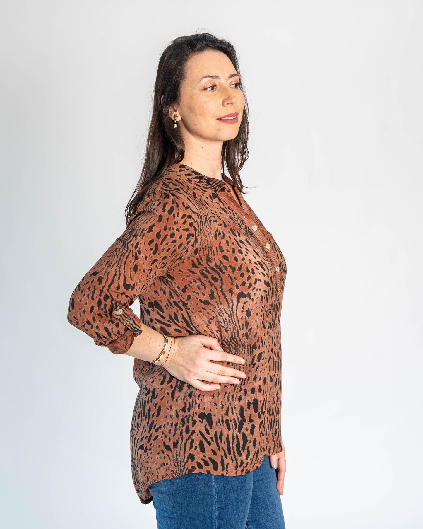 Blusa Italiana Evelyn Print Chocolate