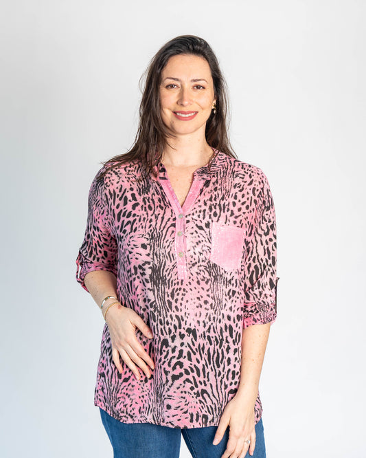 Blusa Italiana Evelyn Print Rosada