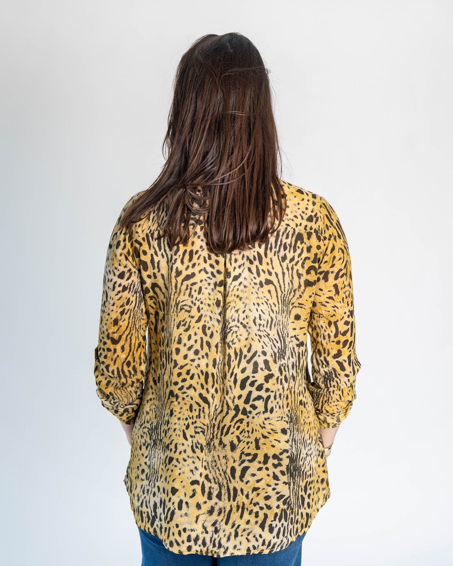 Blusa Italiana Evelyn Print Mostaza