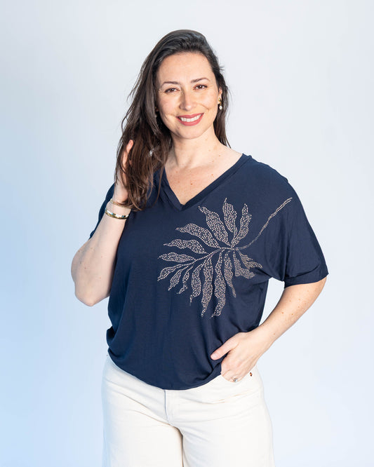 Polera BR Shine Azul Hoja