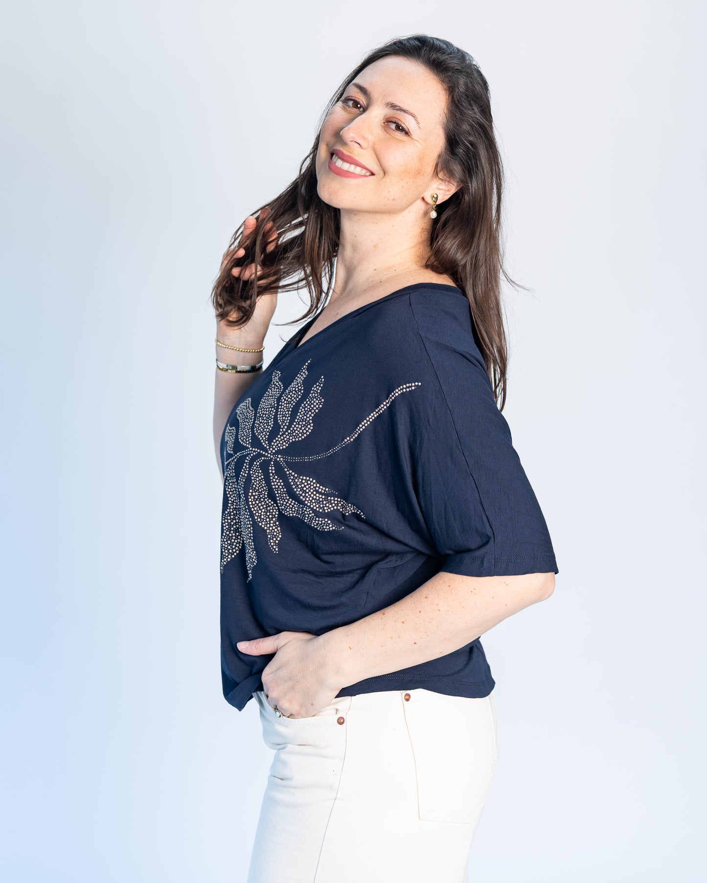 Polera BR Shine Azul Hoja