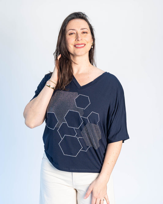 Polera BR Shine Azul Panal