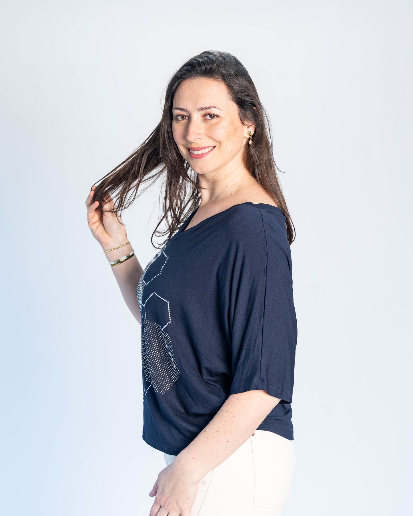 Polera BR Shine Azul Panal