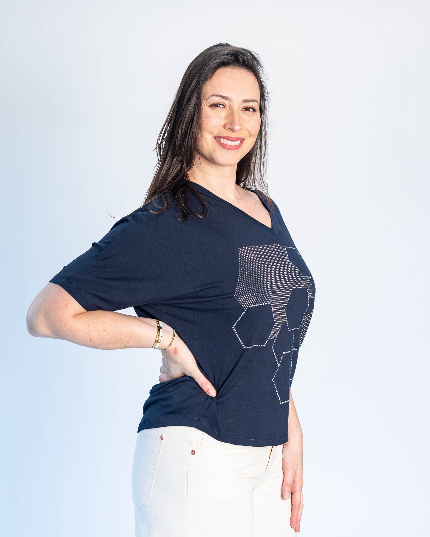 Polera BR Shine Azul Panal